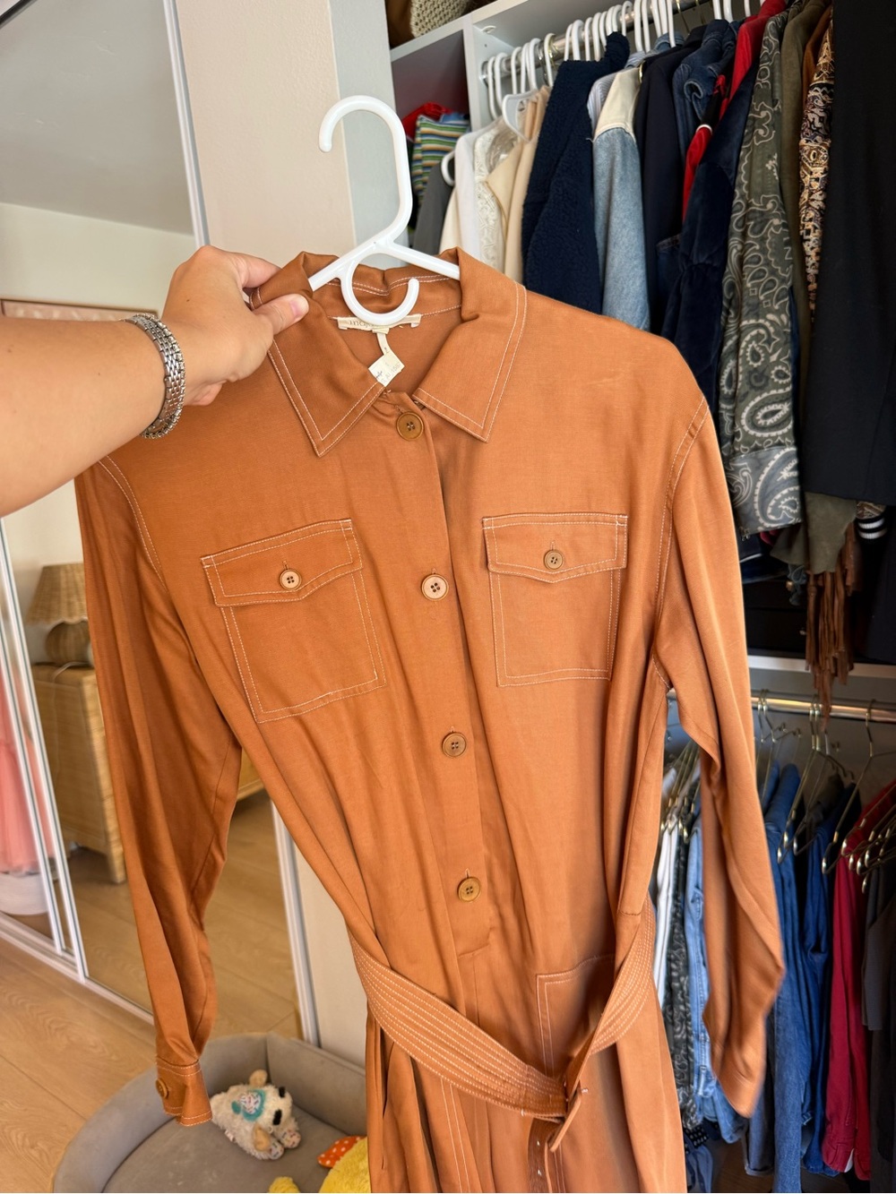 Maje Rust Utility Shirt Jacket